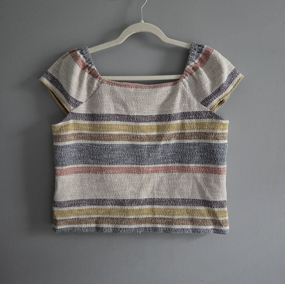 Madewell Texture & Thread Button Front Top In Stripe - Picture 6 of 14
